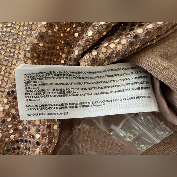 NWT C/Meo Collective After Dark Rose Gold Button Down Shirt Shiny Sparkly Sz XS - Picture 10 of 10